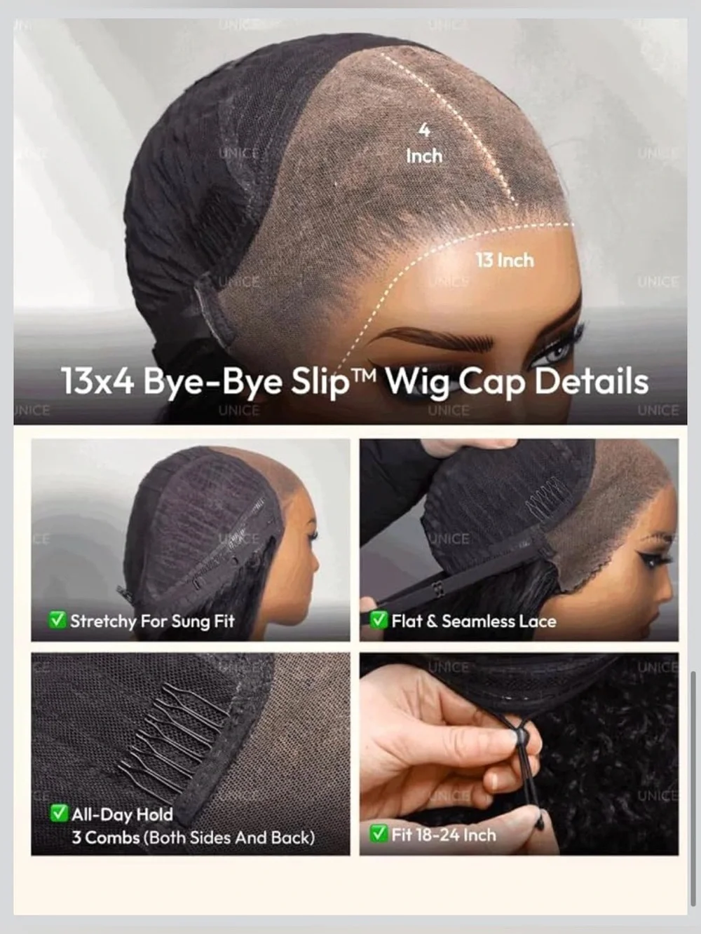 UNICE 2-in-1 Straight to Water Wave Human Hair Wig, 13x4 Lace Front Glueless Wig